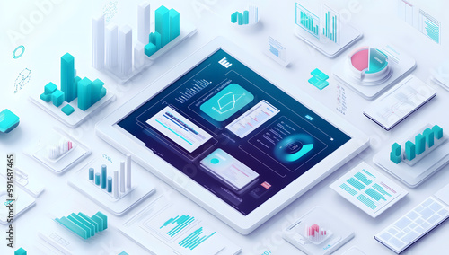 Wallpaper Mural Digital marketing data and analytics Graph on white background Torontodigital.ca