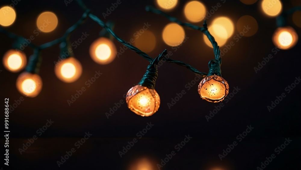 Glowing Diwali fairy lights on a dark background, capturing festive spirit. Glowing Diwali fairy lights on a dark background, capturing festive spirit.