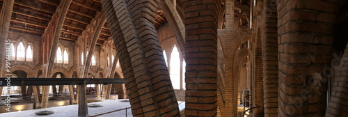 Panoramic view of the Catedral del vi (wine cathedral). Catalan Cooperative Wineries. Modernist building. Architect Cesar Martinell. Pinell de Brai, Terra Alta, Tarragona, Catalonia. photo