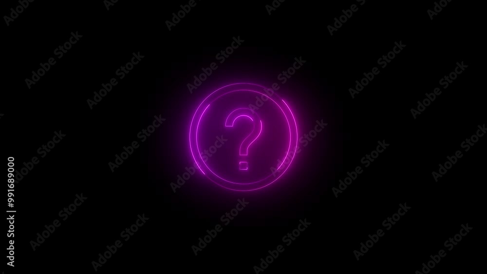 Neon unknown icon pink glowing black background animation Neon unknown icon pink glowing black background animation