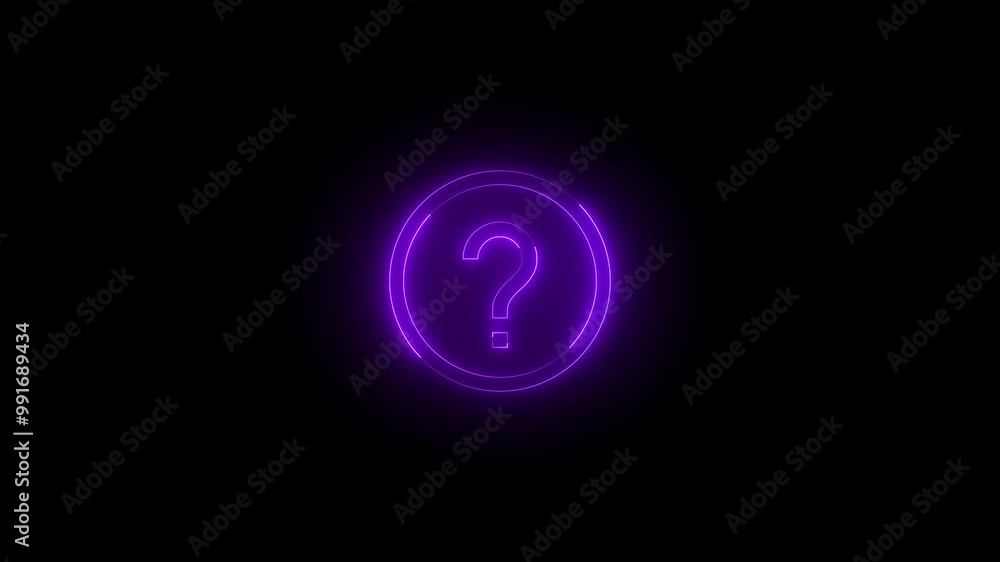 Neon unknown icon purple glowing black background animation Neon unknown icon purple glowing black background animation