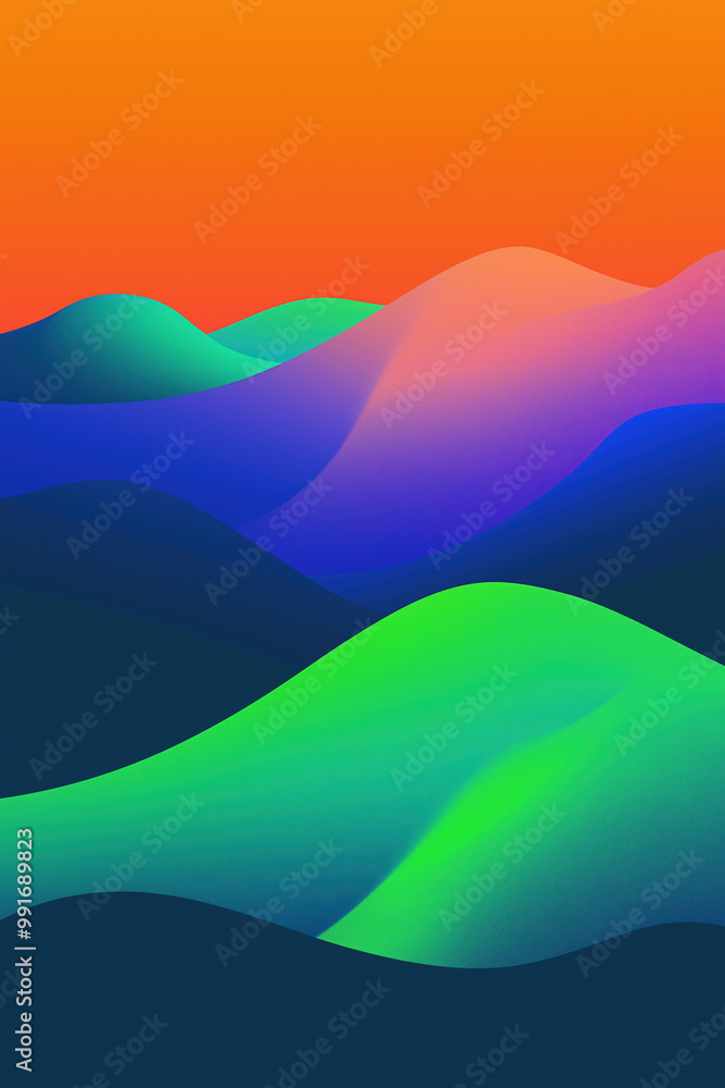 Abstract Gradient Waves with Orange Background Abstract Gradient Waves with Orange Background