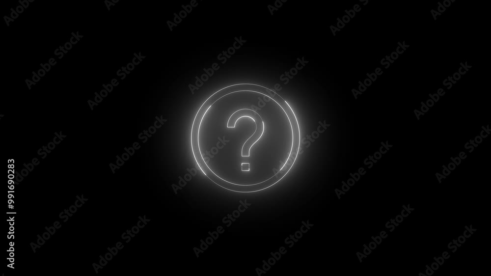Neon unknown icon white glowing black background animation Neon unknown icon white glowing black background animation