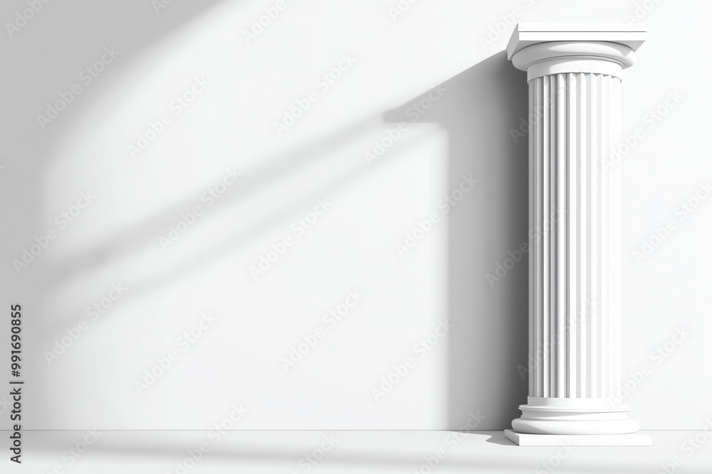 Design a sleek and modern interpretation of an Ionic column in a minimalist style, focusing on clean lines and subtle shadows for a digital art piece Design a sleek and modern interpretation of an Ionic column in a minimalist style, focusing on clean lines and subtle shadows for a digital art piece