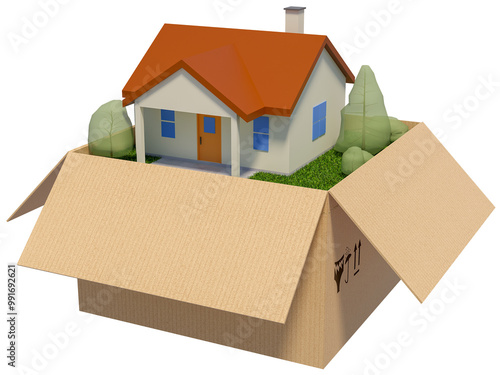 house in the cardboard box