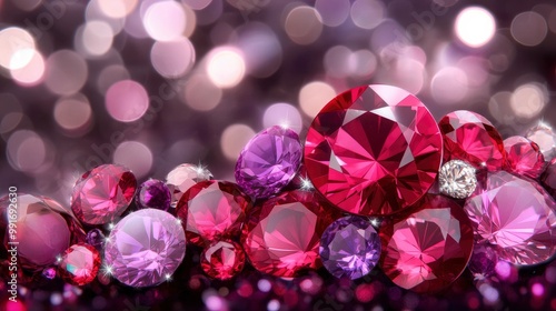 Sparkling Gems on a Purple Background