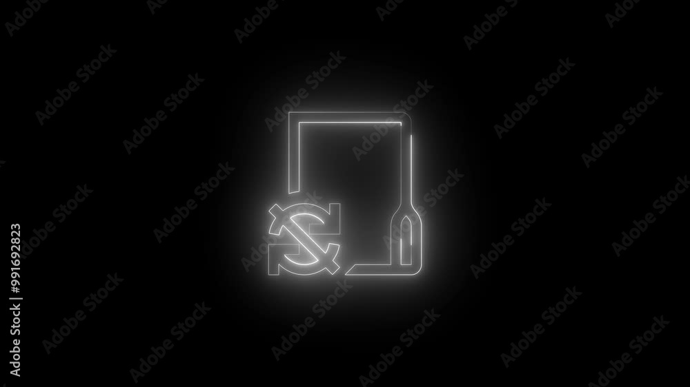 Neon unsync folder icon white glowing black background animation Neon unsync folder icon white glowing black background animation