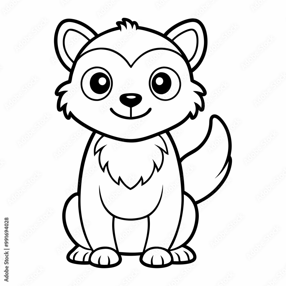 Fototapeta premium Dog outline with white background, for coloring page