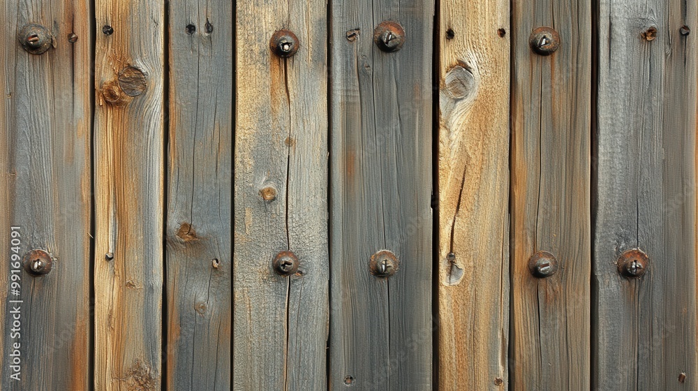 Fototapeta premium Wood background boards nails. Generative AI