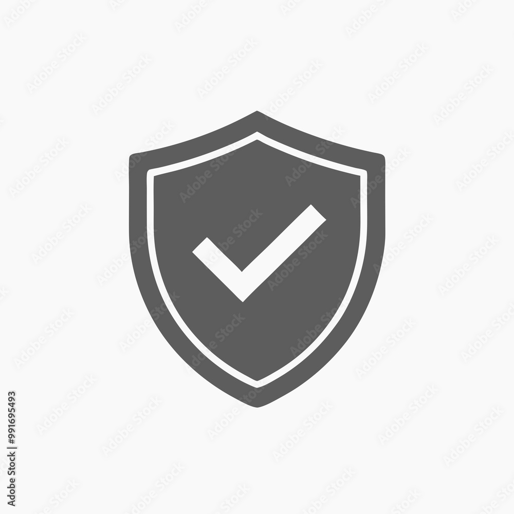 Shield with check mark icon representing security and verification Shield with check mark icon representing security and verification