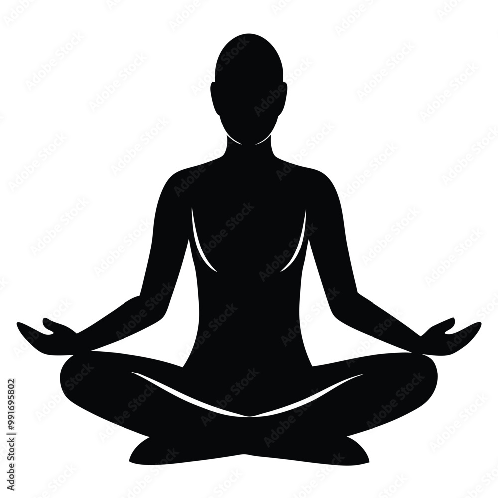 Meditation Vector Illustration in Black and White – Minimalist Design Meditation Vector Illustration in Black and White – Minimalist Design