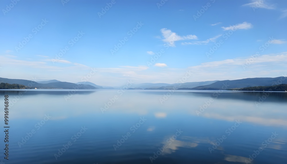Tranquil Lake Reflecting Blue Sky Tranquil Lake Reflecting Blue Sky