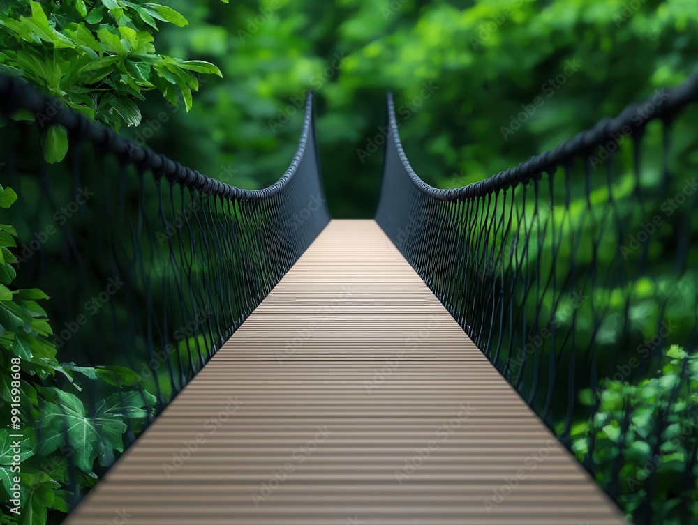 Obraz premium Sustainable bridge design made from recycled materials, spanning a river with a pedestrian walkway, recycled bridge, eco-infrastructure