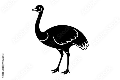 ostrich cartoon isolated on white