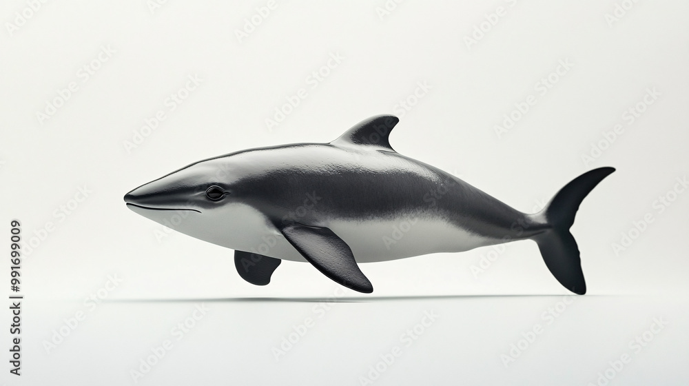 Fototapeta premium Black and White Dolphin 3D Rendering