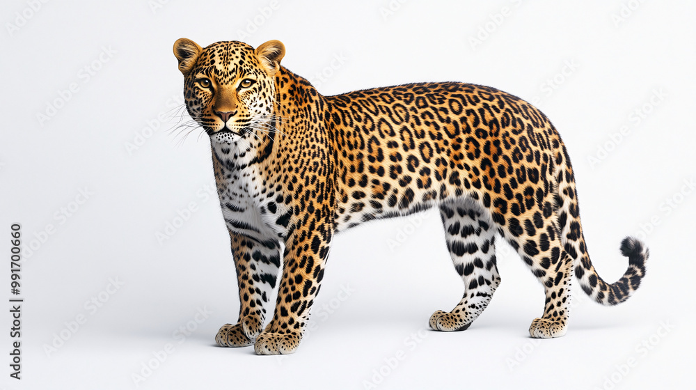 Majestic Leopard on White Background Majestic Leopard on White Background