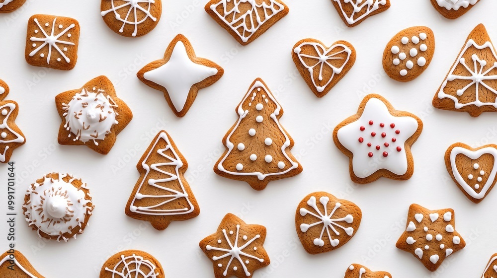 Festive gingerbread cookies decorated for the holidays Festive gingerbread cookies decorated for the holidays