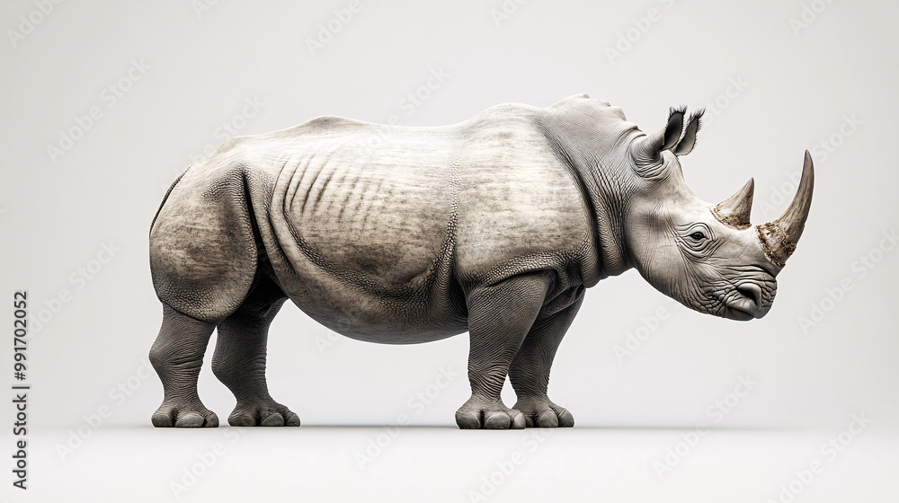 Obraz premium White Rhino 3D Model Render