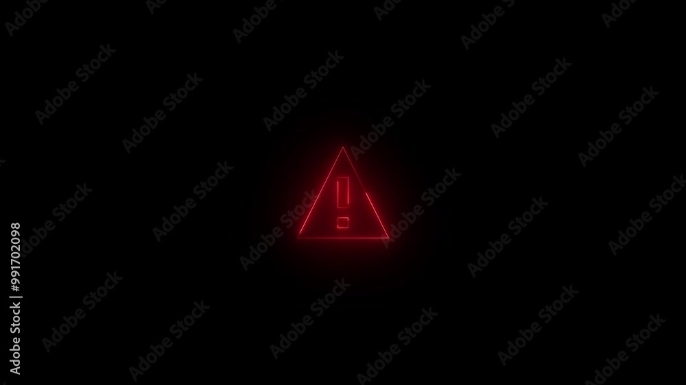 Neon wifi attention overlay icon red glowing black background animation Neon wifi attention overlay icon red glowing black background animation