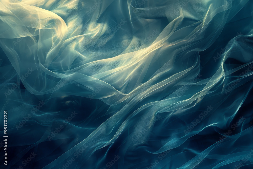 Obraz premium A blue and white fabric with a pattern of waves