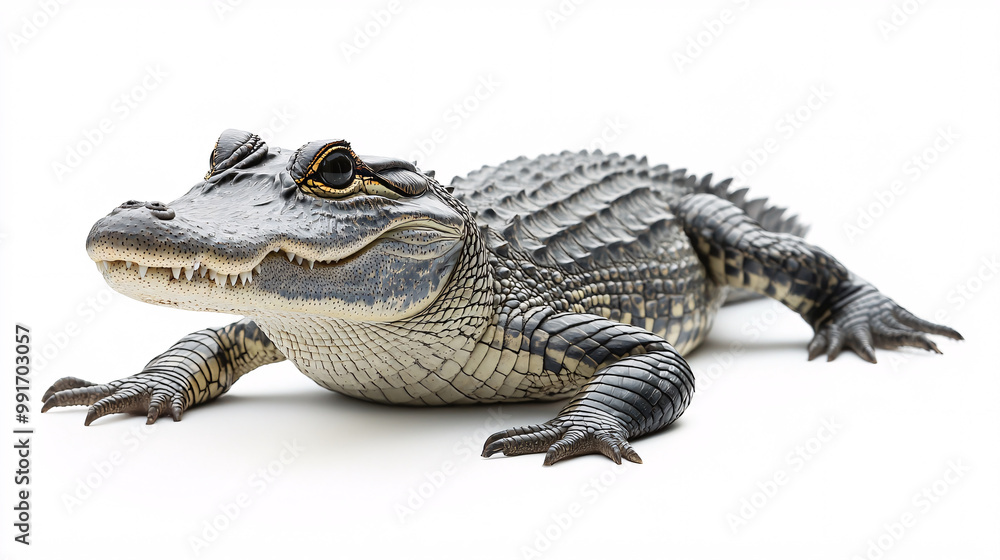 Naklejka premium Baby Alligator on White Background