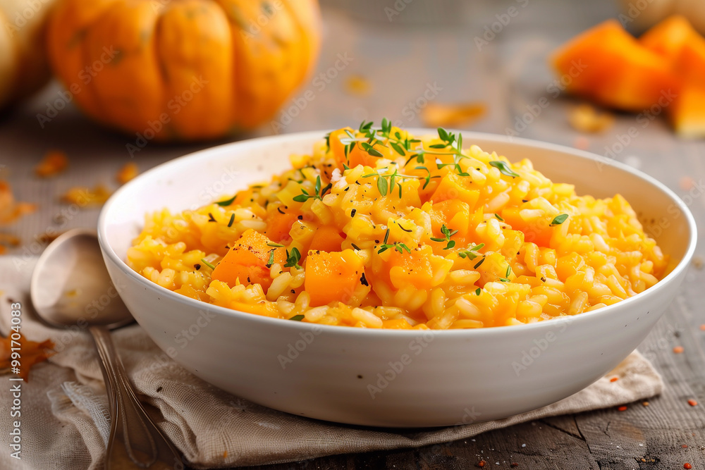 Pumpkin risotto. Autumn food. Dish with pumpkin. Pumpkin risotto. Autumn food. Dish with pumpkin.