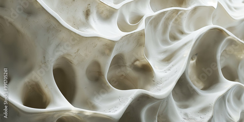 Abstract Wavy White Fabric Texture Background with Soft Light and Shadows