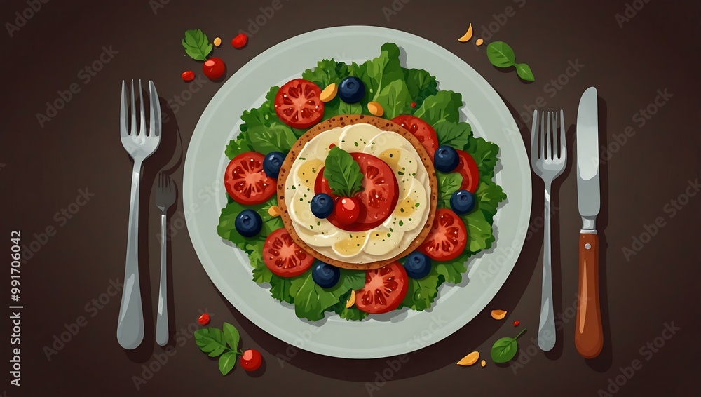 Healthy meal illustration in vector style. Healthy meal illustration in vector style.