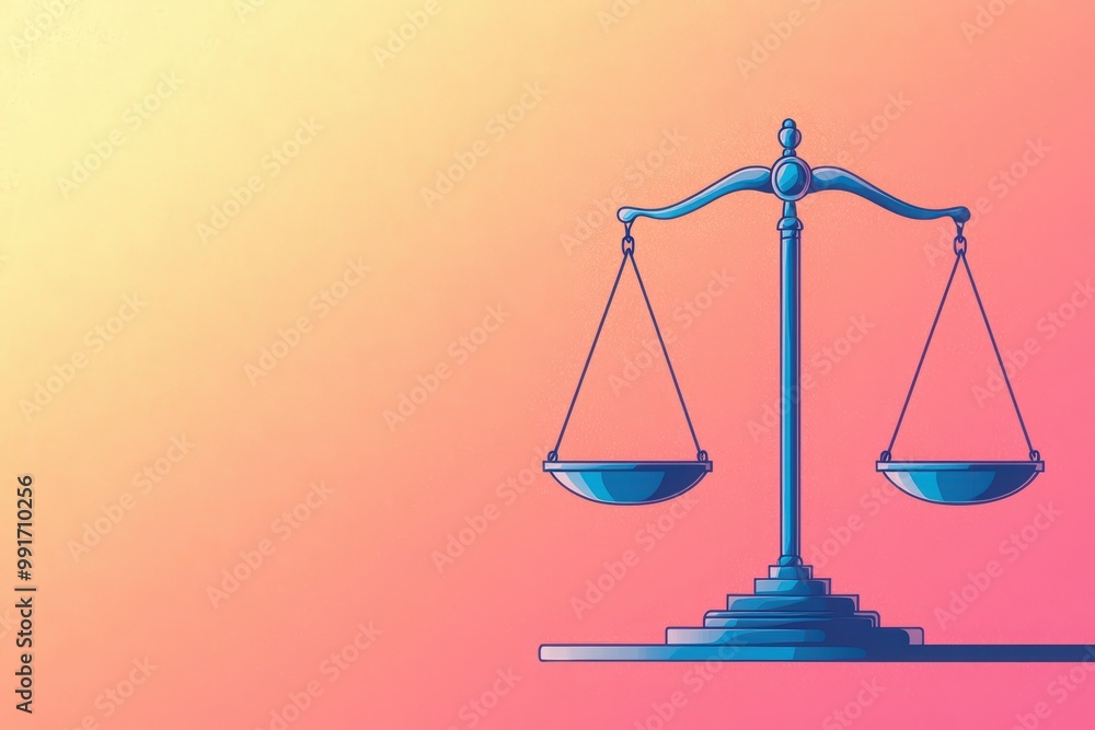 Stylized scales of justice on a gradient background. Stylized scales of justice on a gradient background.