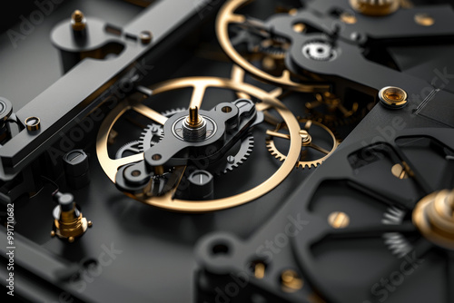 Wallpaper Mural A close up of a clock with many gears and a gold center Torontodigital.ca