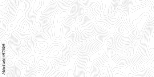 White paper wave carve relief topographic contours map background. line topo seamless topographic geography map grid abstract sublet pattern.