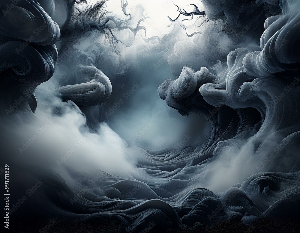 Dense smoke swirling outward with a void center. Captivating haze or mist illusion to create a spooky halloween setting