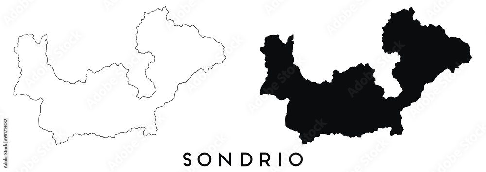 Sondrio map outline and black silhouette vector Sondrio map outline and black silhouette vector