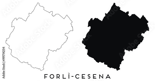 Forli Cesena map outline and black silhouette vector