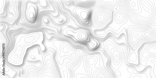 White paper wave carve relief topographic contours map background. line topo seamless topographic geography map grid abstract sublet pattern.