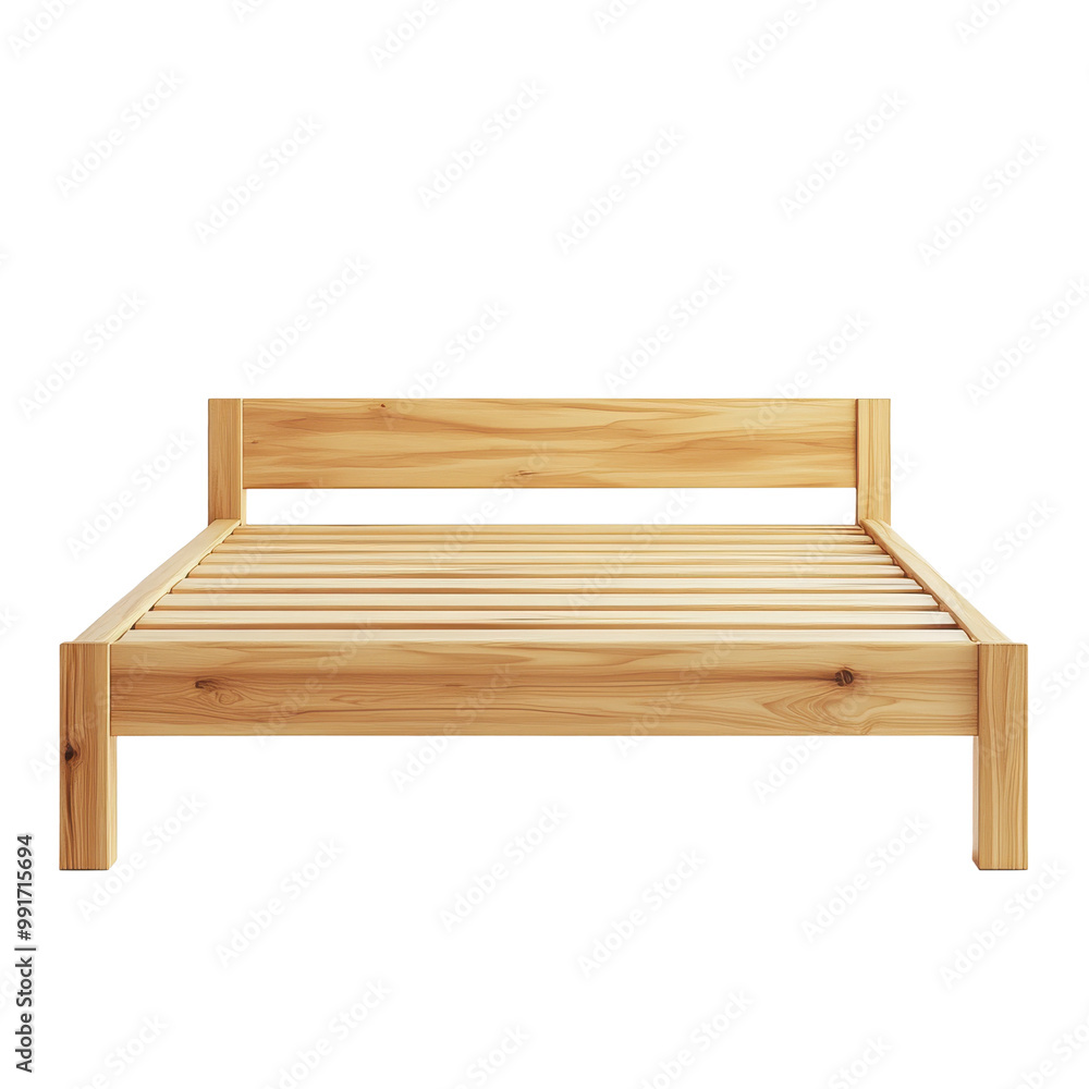 A wooden bed frame with a minimalist design, showcasing natural wood grain against a black background. A wooden bed frame with a minimalist design, showcasing natural wood grain against a black background.