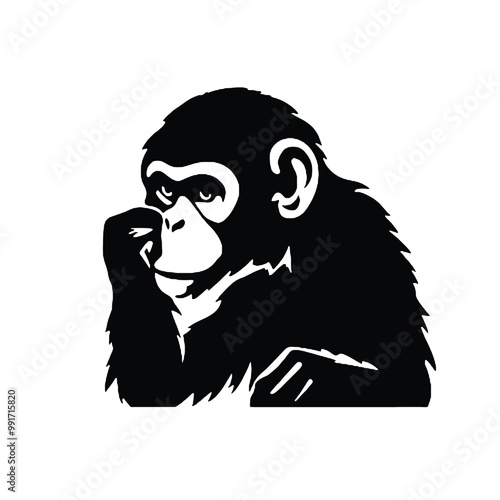 chimpanzee chimp  silhouette vector illustration  transparent background photo