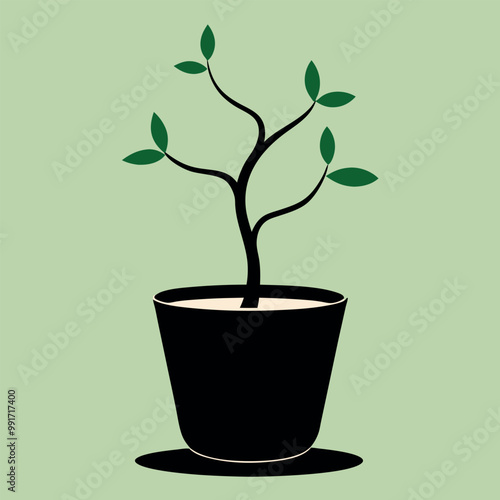 A black cup with a tree growing vector illustration.