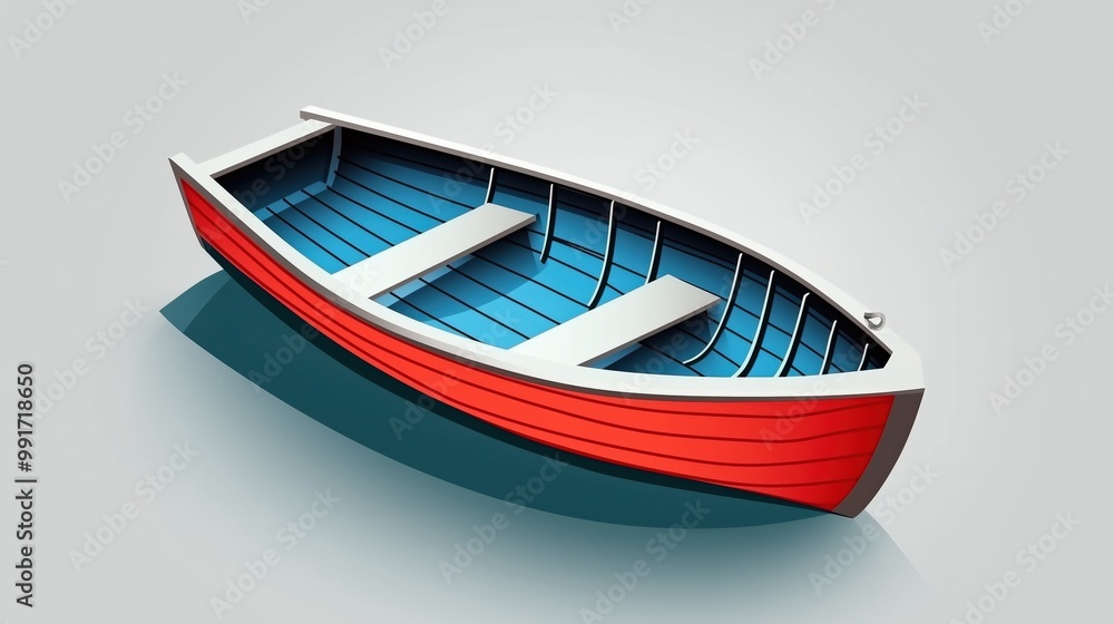 Flat vector design of rowing boat in water Flat vector design of rowing boat in water