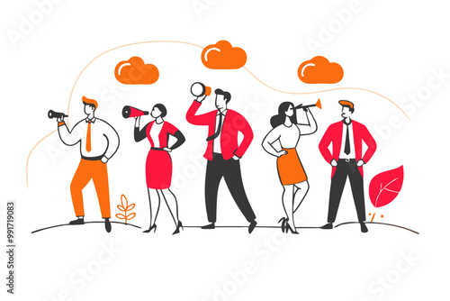 concept of teamwork in generating ideas, Two business people climbing the stairs to the light bulb. Generate unique business ideas and approaches. flat vector illustration on white background.