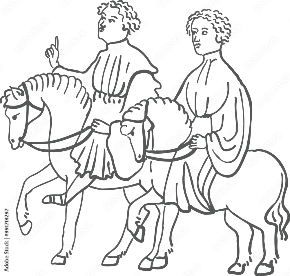 Fototapeta premium Simple Medieval Outline Ink Sketch