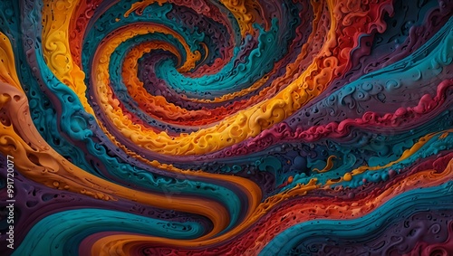 Intricate abstract swirling color patterns.