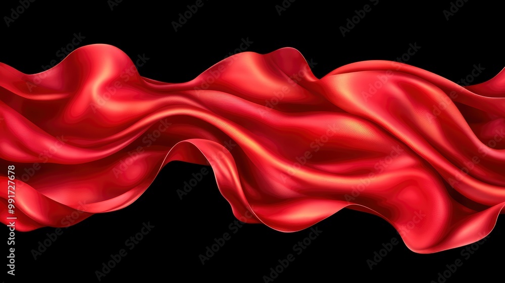 Red Silk Fabric Draped Against Black Background Red Silk Fabric Draped Against Black Background