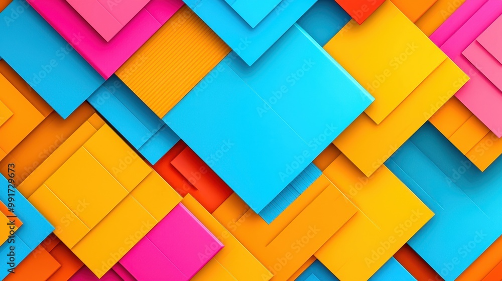 Vibrant colorful paper squares stacked creatively on top of each other. Vibrant colorful paper squares stacked creatively on top of each other.