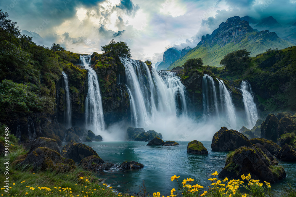 Fototapeta premium waterfall in the mountains