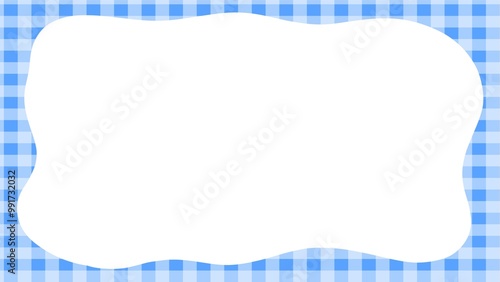 blue plaid frame border , illustration card template decoration