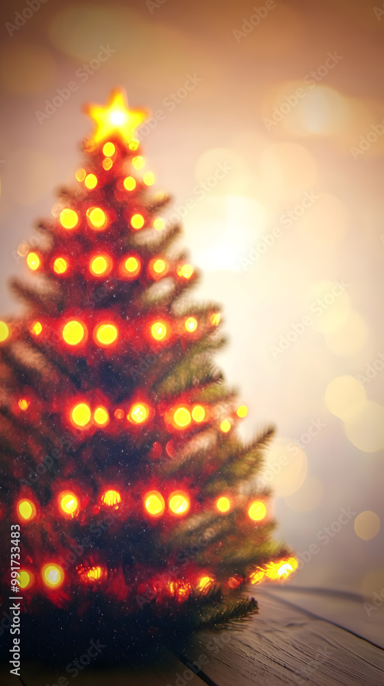 blurry background with lights and christmas tree, red yellow purble orange colors blurry background with lights and christmas tree, red yellow purble orange colors