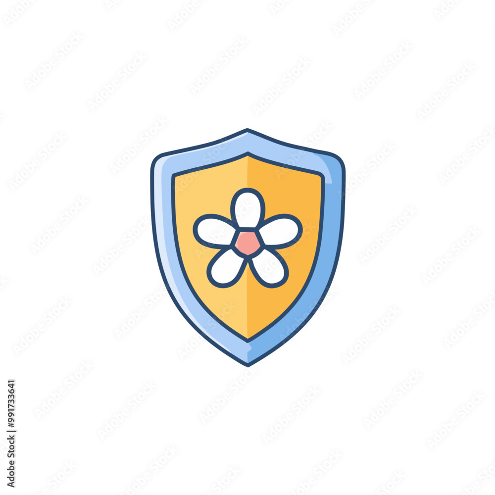 Abstract shield with flowers vector art illustration icon design. Icon concept design. Abstract shield with flowers vector art illustration icon design. Icon concept design.