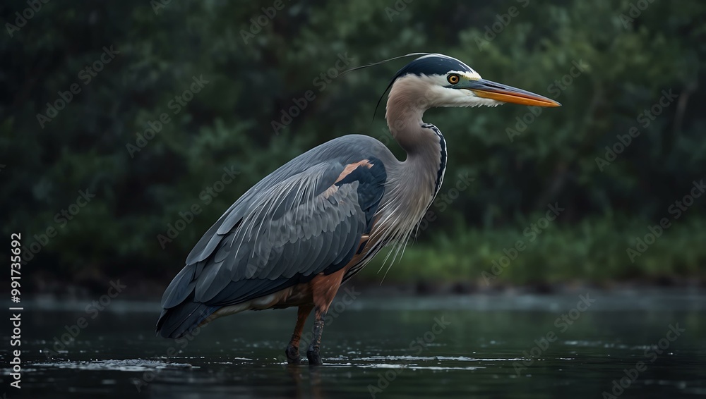 Majestic blue heron in minimalist digital art. Majestic blue heron in minimalist digital art.