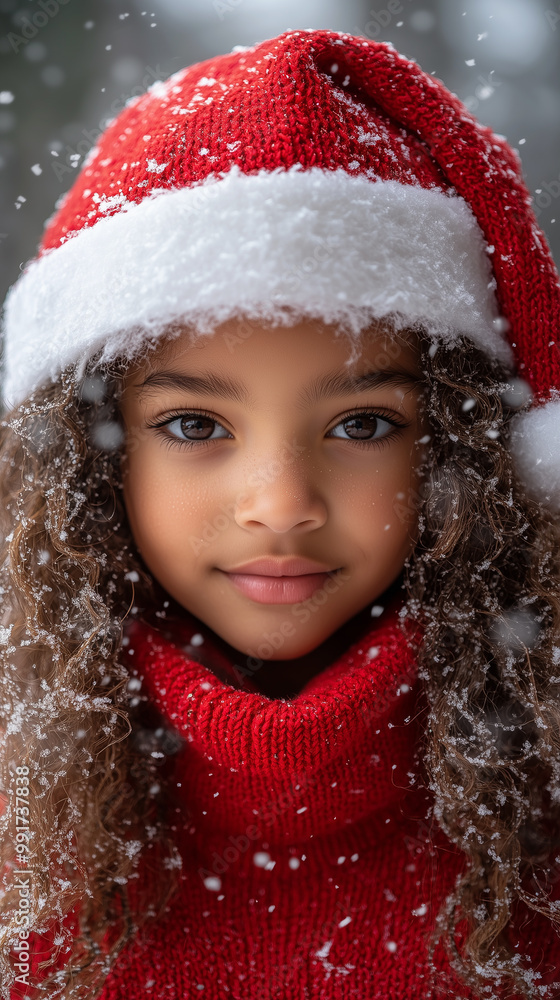 Portrait of a little girl in Santa Claus hat. Portrait of a little girl in Santa Claus hat.